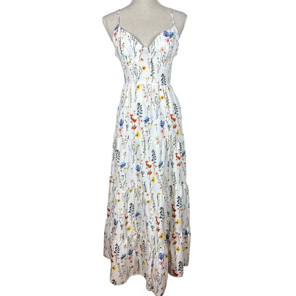 White Floral Sundress Size S NWOT| Cottagecore Spring Summer Coquette - Picture 2 of 8